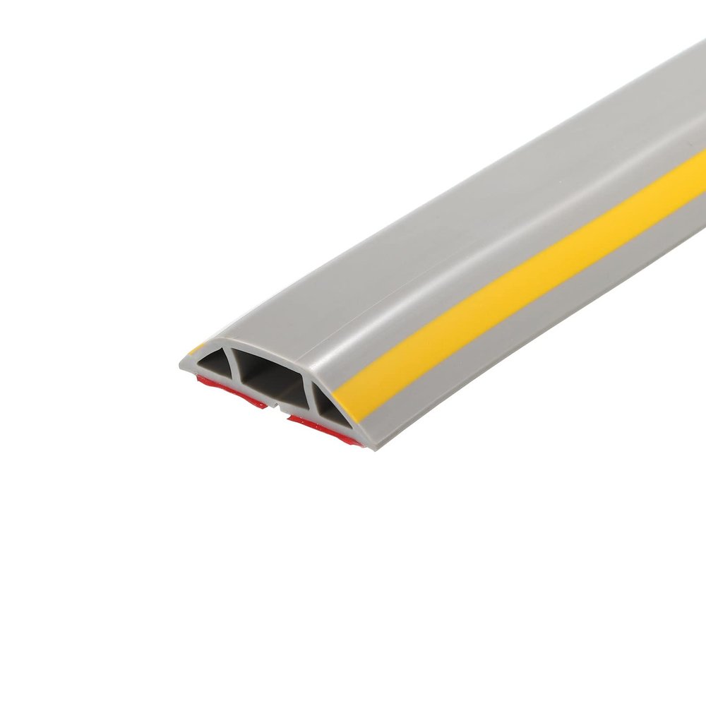 PATIKIL Floor Cord Cover Cable Protector Cable Raceway Hider 3.3ft Yellow Grey Self Adhesive Extension Cable Management for Home Office 0.55" W x 0.28" H