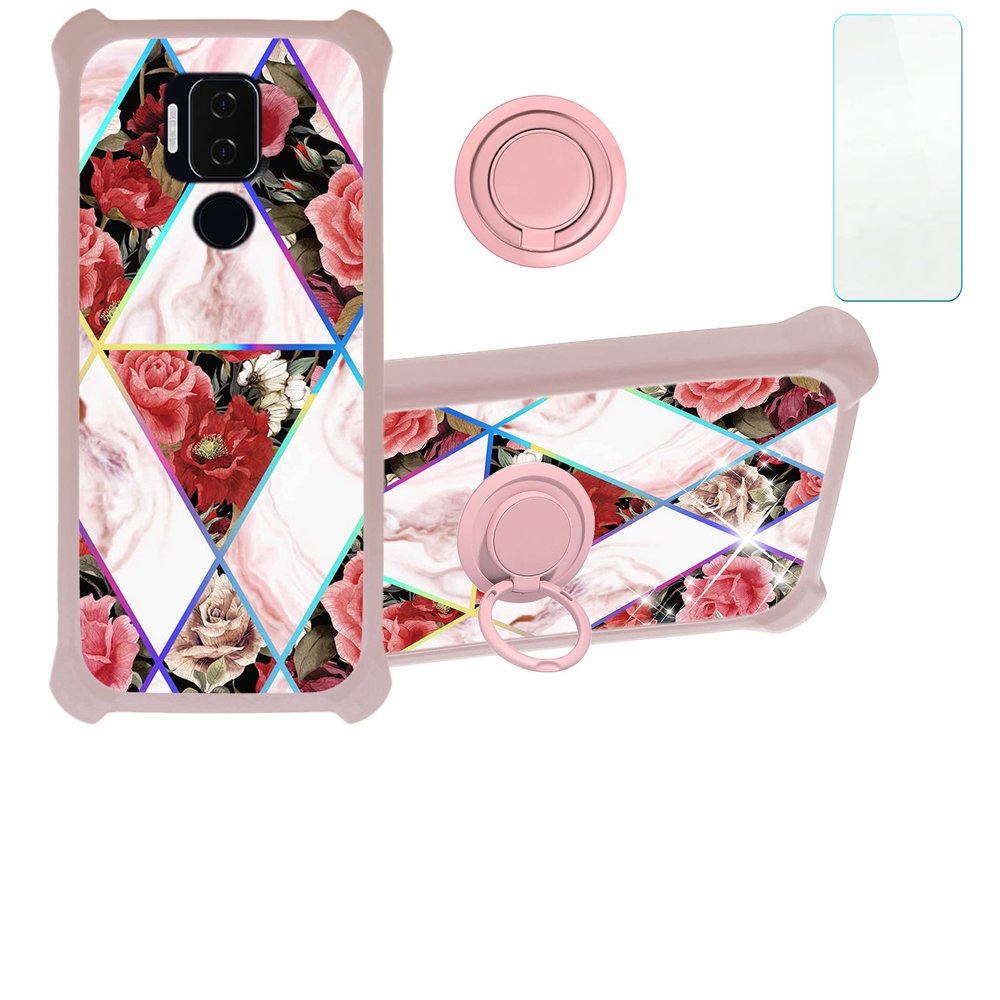 ATT Maestro Plus Case Compatible with ATT Maestro Plus Phone Case Cover [with Tempered Glass Screen Protector][Hard PC + Soft Silicone][Ring Support] [Colorful Reflect Light] IMDF-HMG