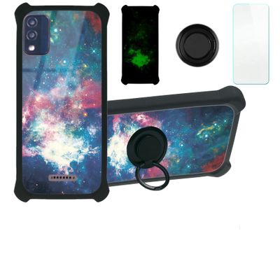 Blu Studio X5 2022 5 Inch Case Compatible with Blu Studio X5 2022 5 Inch Phone Case Cover [with Tempered Glass Screen Protector][Hard PC + Soft Silicone][Ring Support] [Luminous Effect] YGH-YH