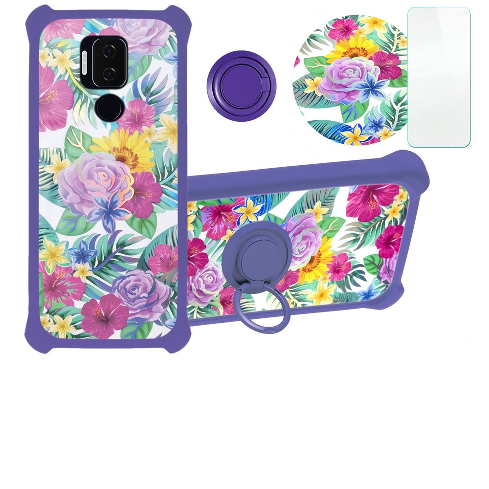 ATT Maestro Plus Case Compatible with ATT Maestro Plus Phone Case Cover [with Tempered Glass Screen Protector][Hard PC + Soft Silicone][Ring Support] [Colorful Reflect Light] IMDZ-HUA23