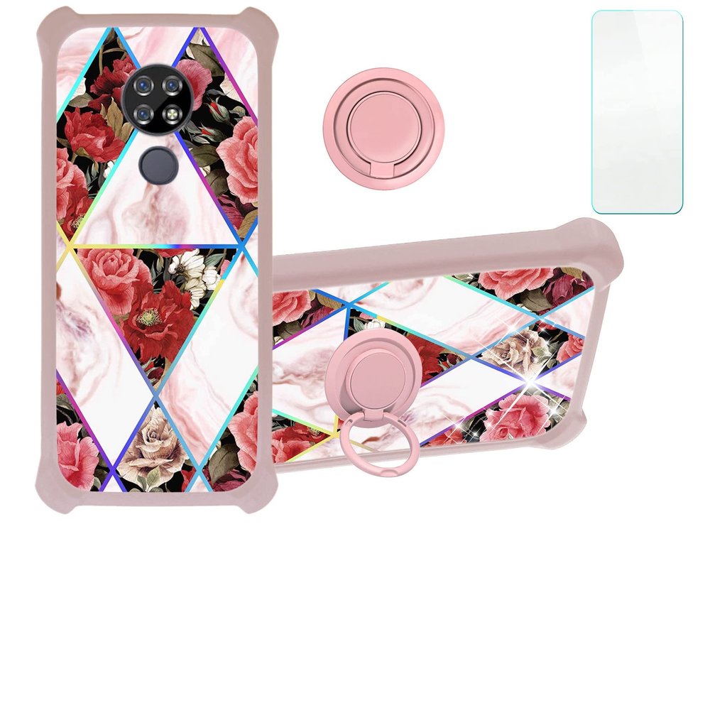 ATT Radiant Max Case Compatible with ATT Radiant Max Phone Case Cover [with Tempered Glass Screen Protector][Hard PC + Soft Silicone][Ring Support] [Colorful Reflect Light] IMDF-HMG