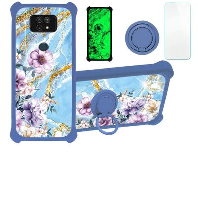 ATT Maestro Max Case Compatible with ATT Maestro Max Phone Case Cover [with Tempered Glass Screen Protector][Hard PC + Soft Silicone][Ring Support] [Gold Glitter+Luminous] JSL-SZH