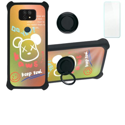 ATT Maestro Max Case Compatible with ATT Maestro Max Phone Case Cover [with Tempered Glass Screen Protector][Hard PC + Soft Silicone][Ring Support] [Golden Reflect Light] DJH-XXX