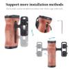 Hersmay Mini Side Wooden Handle Grip with ARRI-Style Mount Screw & Cold Shoe Mount 1/4 &3/8 Inch Screw for DSLR/Vlog Camera Cage view 3