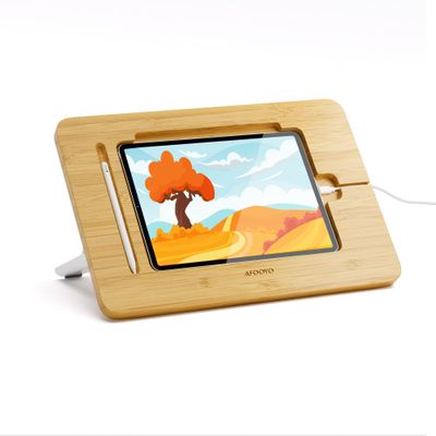 AFOOYO Wooden Tablet Drawing Stand - Portable & Adjustable 5 Angles for Laptop,Laptop Stand Riser,Compatible with 12.9/13 inch iPad Pro(3rd-6th Gen)