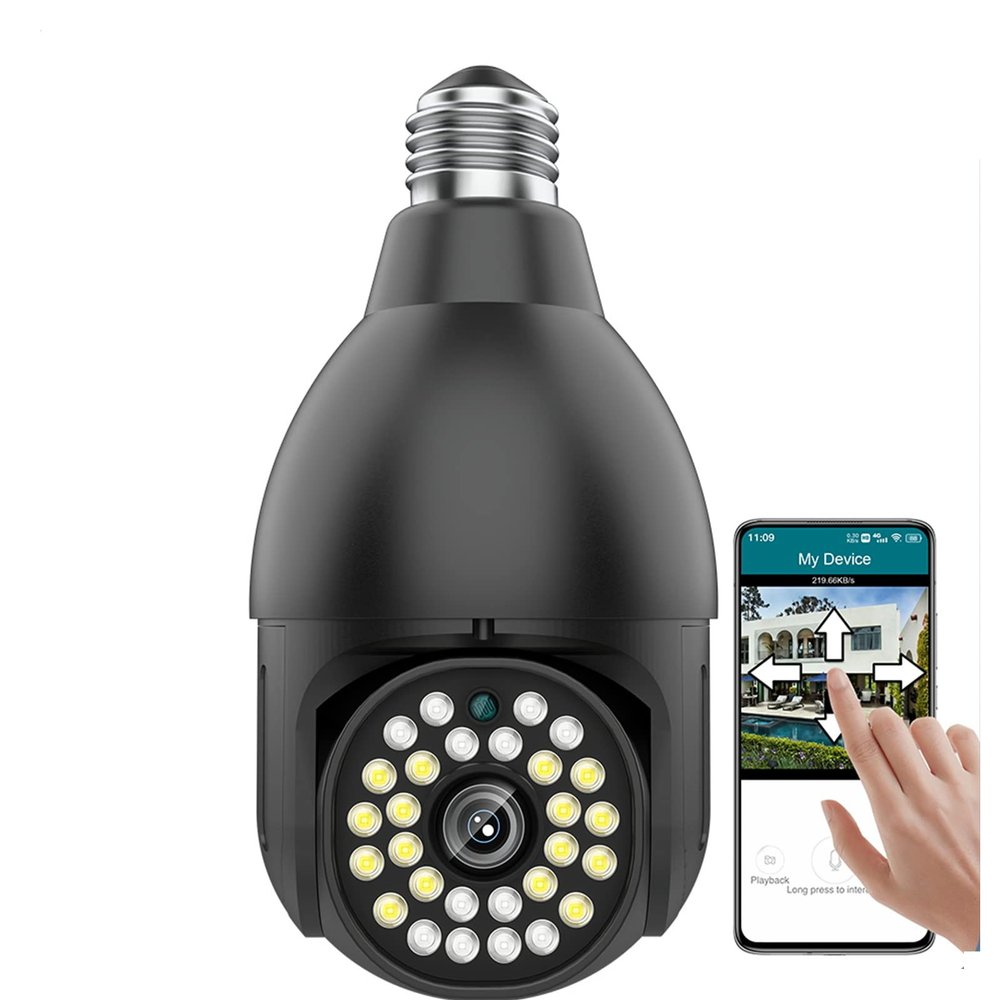 360 Degree E27 Bulb Security Camera Outdoor, Home Surveillance Cameras System with Human Motion Detection And Alarm, Two-Way Audio, Full Color Day And Night,5mp