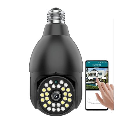 360 Degree E27 Bulb Security Camera Outdoor, Home Surveillance Cameras System with Human Motion Detection And Alarm, Two-Way Audio, Full Color Day And Night,5mp add 32g card