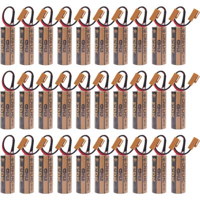 DCYNXC (30 Pieces) 3V CR8.LHC Battery for Fuji FDK CR8-LHC 17450 Battery Memory Backup Power Source Water Meter Battery CR8 LHC with Connector