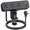 3 Outlet Desk Clamp Power Strip with USB C, Black Flat Plug Desktop Edge Clamp Power Socket Connect 6.5 ft Thin Extension Cord for 1.6 inch Tables view 1