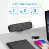 3 Outlet Desk Clamp Power Strip with USB C, Black Flat Plug Desktop Edge Clamp Power Socket Connect 6.5 ft Thin Extension Cord for 1.6 inch Tables view 3