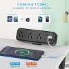 3 Outlet Desk Clamp Power Strip with USB C, Black Flat Plug Desktop Edge Clamp Power Socket Connect 6.5 ft Thin Extension Cord for 1.6 inch Tables view 4