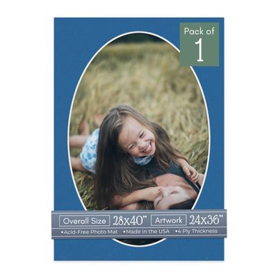 CountryArtHouse Royal Blue Acid Free 28x40 Oval Picture Frame Mat with White Core Bevel Cut for 24x36 Pictures - Fits 28x40 Frame - Pack of 1 Matboard