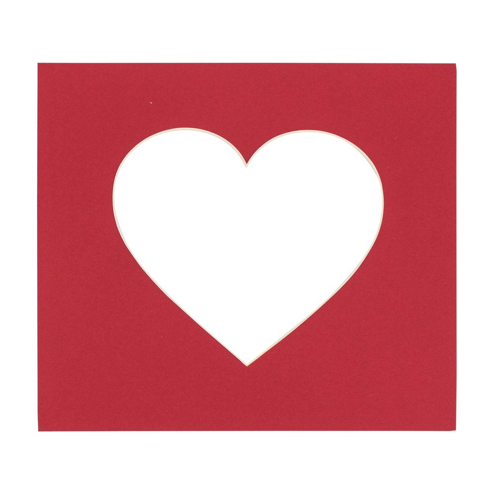 CountryArtHouse Deep Red Acid Free 24x24 Heart Picture Frame Mat with White Core Bevel Cut for 8x8 Pictures - Fits 24x24 Frame - Pack of 1 Matboard