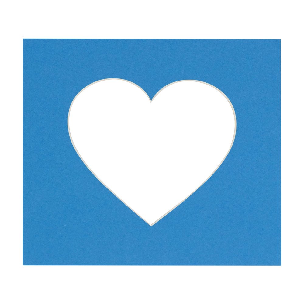 CountryArtHouse Bay Blue Acid Free 20x20 Heart Picture Frame Mat with White Core Bevel Cut for 16x16 Pictures - Fits 20x20 Frame - Pack of 1 Matboard