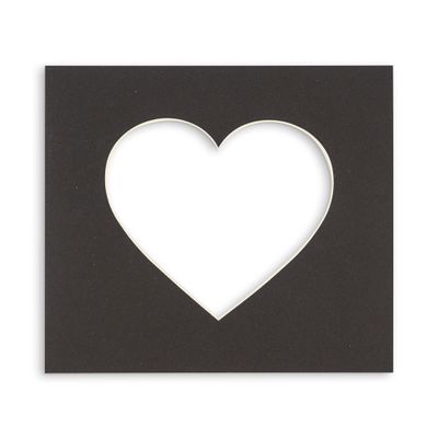 CountryArtHouse Black Acid Free 20x20 Heart Picture Frame Mat with White Core Bevel Cut for 6x6 Pictures - Fits 20x20 Frame - Pack of 1 Matboard
