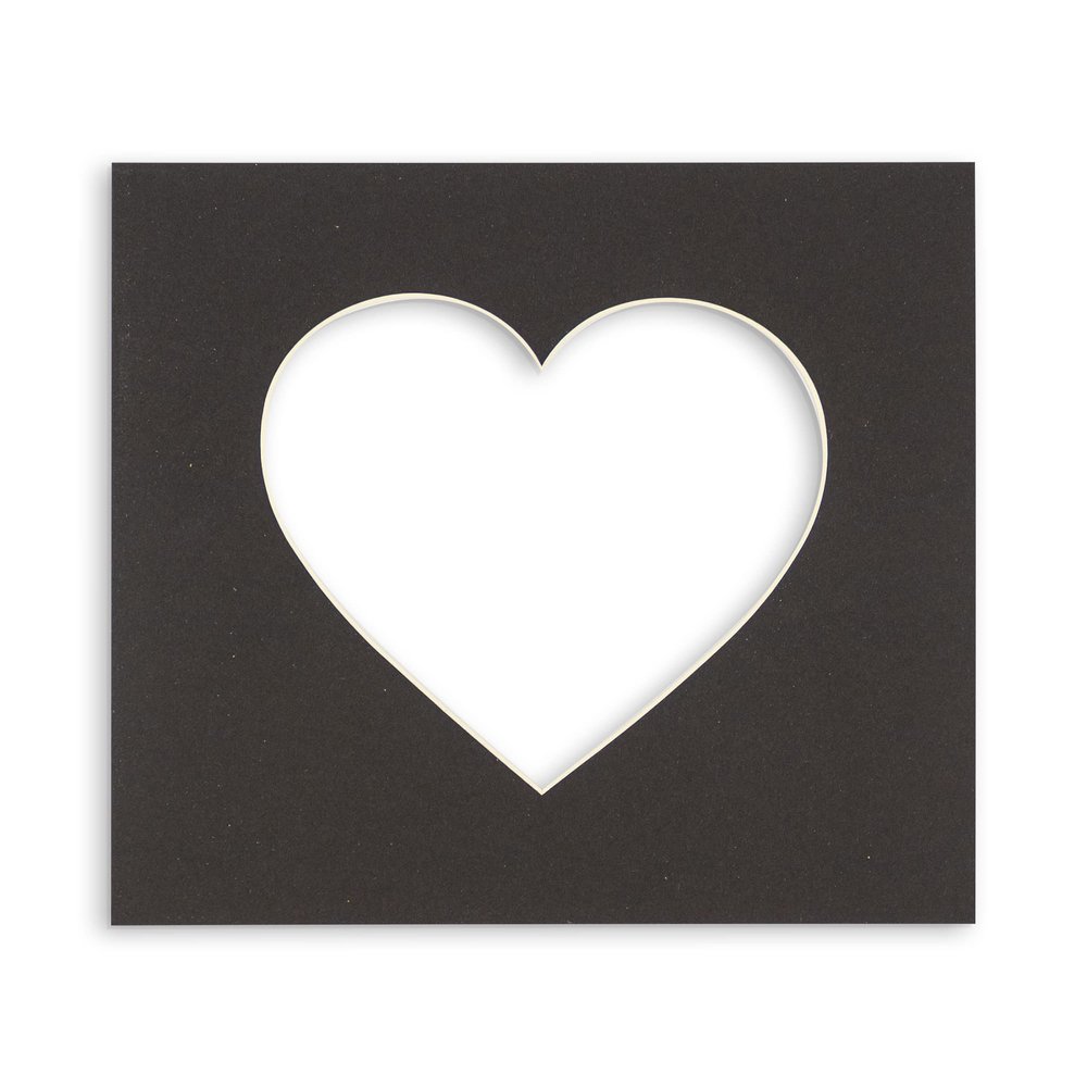 CountryArtHouse Black Acid Free 20x20 Heart Picture Frame Mat with White Core Bevel Cut for 6x6 Pictures - Fits 20x20 Frame - Pack of 1 Matboard