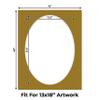 CountryArtHouse Metallic Gold Acid Free 16x20 Oval Picture Frame Mat with White Core Bevel Cut for 13x18 Pictures - Fits 16x20 Frame - Pack of 1 Matboard view 2