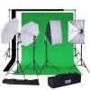 Efavormart 1200W Professional Photo Studio Lighting Kit - Includes 2 Softboxes, 2 Umbrellas, 2 Light Stands, Backdrop Support System 3x6x9ft Green Muslin Backdrops for Indoor Outdoor Photography view 1