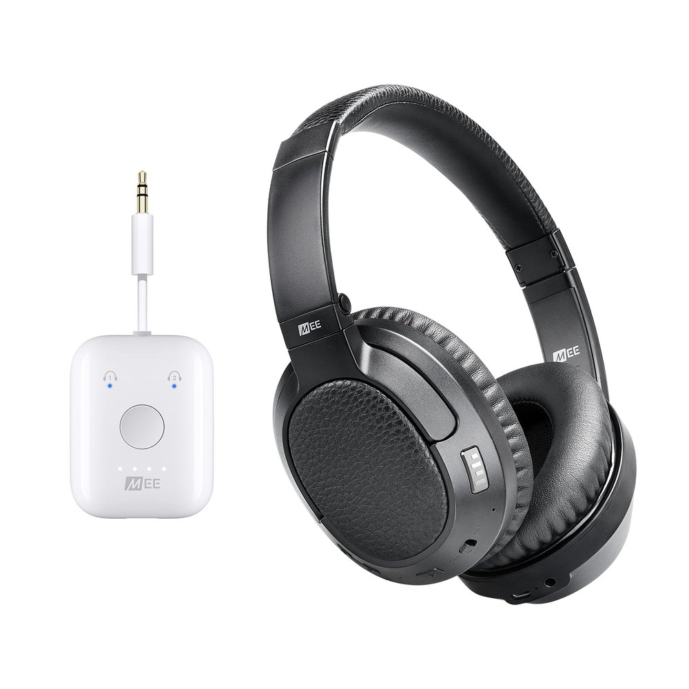 MEE audio Connect Air Bluetooth Audio Transmitter and Matrix Cinema Headphones Bundle with aptX Low Latency