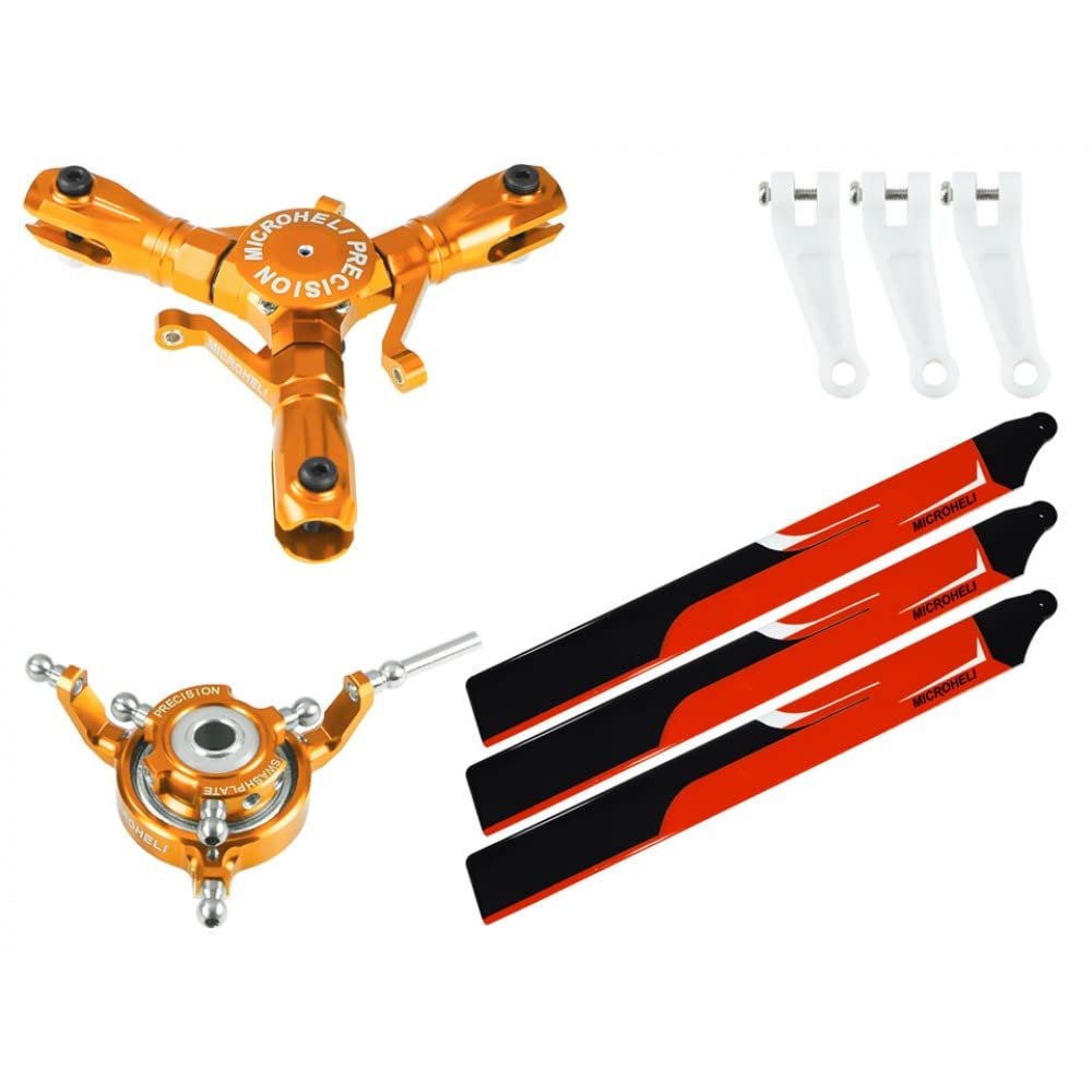 Microheli CNC Triple Red Carbon Plastic Blades Conversion Set (Gold) - Blade Infusion 180