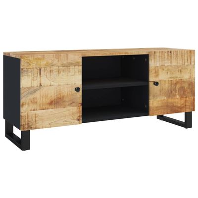 vidaXL TV Cabinet Black Solid Mango Wood Medium TV Cabinet Rectangular