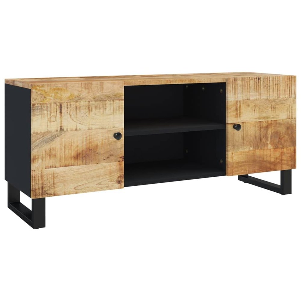 vidaXL TV Cabinet Black Solid Mango Wood Medium TV Cabinet Rectangular
