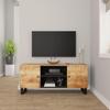 vidaXL TV Cabinet Black Solid Mango Wood Medium TV Cabinet Rectangular view 2