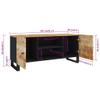 vidaXL TV Cabinet Black Solid Mango Wood Medium TV Cabinet Rectangular view 3