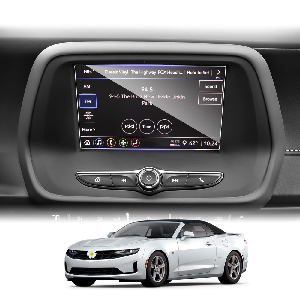 LUWU 2022 2023 Chevorlet Camaro Screen Protector 2022 Camaro Navigation Display Protective Film Tempered Glass 2022 Camaro Center Control Touchscreen Protector 9H Anti-Scratch Protector Foils 2023 Camaro Accessories (7 Inch)