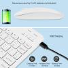 Wireless Bluetooth Keyboard and Mouse Combo, CHUYI Compact Ultra-Thin Sleek Design Cordless Rechargeable Keyboard and Mouse Set 78Keys for PC Computer Mac/Windows/iOS/Android (10 inch - White) view 2