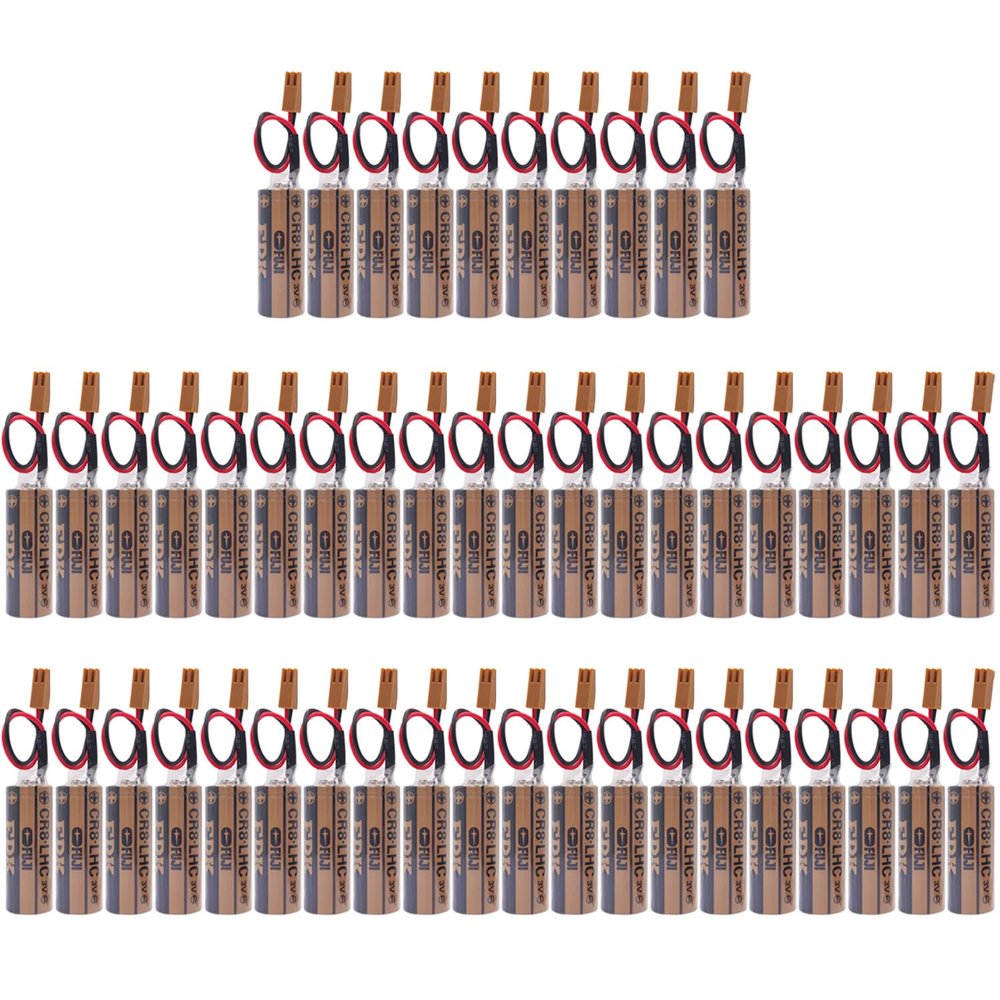 CC-Star 50Pcs CR8.LHC 17450 Battery with Brown Plug for Fuji Battery Memory Backup Power Source Water Meters Battery