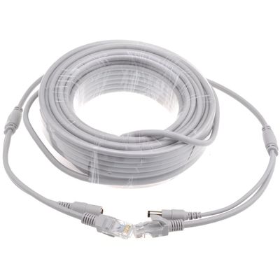 5M/10M/15M/20M/30M Optional Gray CAT5/CAT-5e Ethernet Cable RJ45 + DC Power CCTV Network LAN Cable for System IP Cameras (Size : 20m)