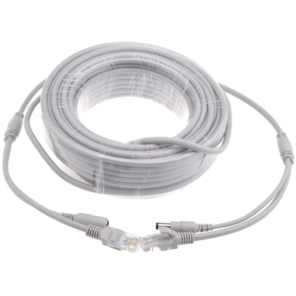 5M/10M/15M/20M/30M Optional Gray CAT5/CAT-5e Ethernet Cable RJ45 + DC Power CCTV Network LAN Cable for System IP Cameras (Size : 20m)