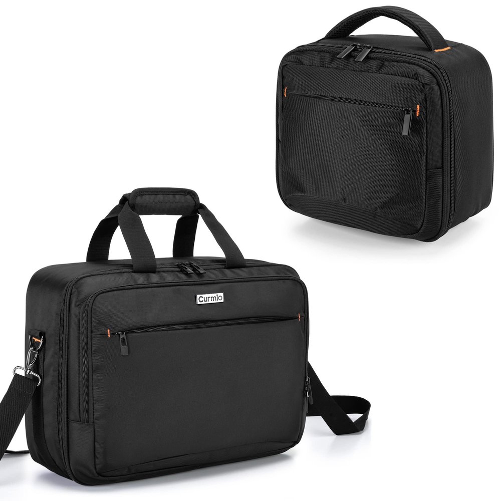 CURMIO Projector Carrying Case with Laptop Compartment, Mini Projector Carrying Bag Compatible with DR.J Professional and QKK Mini Projector