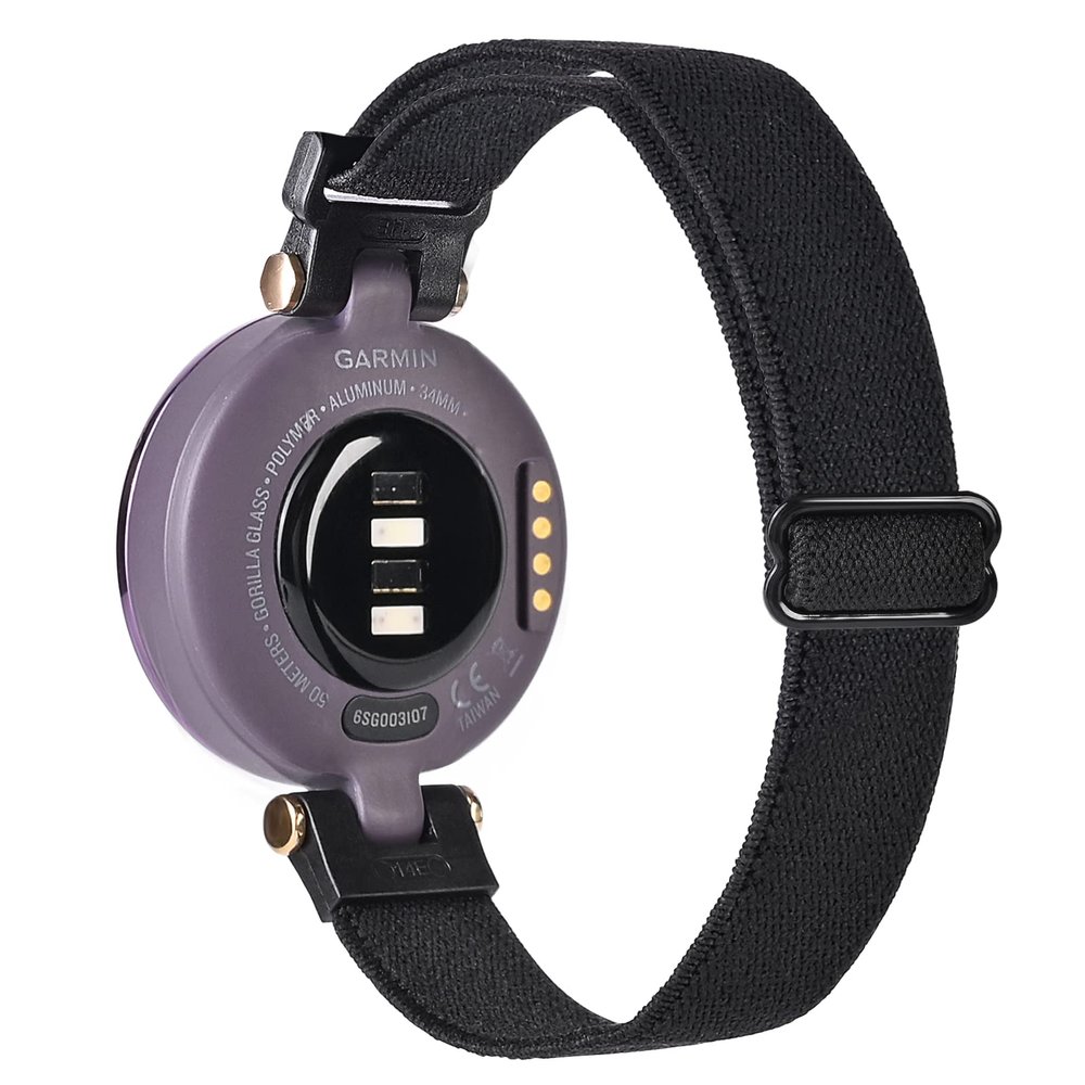 C2D JOY Stretchy Loop Strap Compatible with Garmin Lily Watch Band Adjustable Elastic Nylon Wristband-Black,Medium