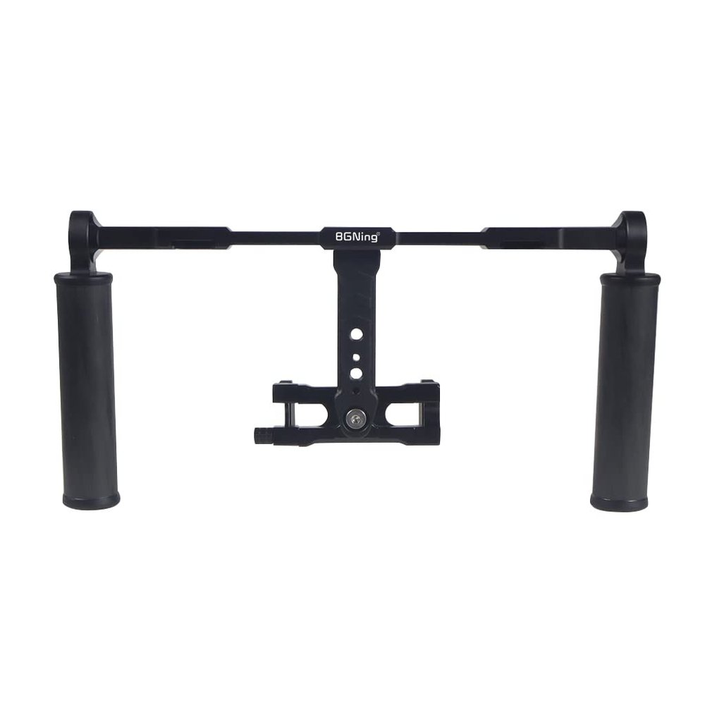 BGNing Metal Cage Camera Hand Grip Dual Handheld Stabilizer Rig Pro Smartphone Video Compatible with Gopro11 10 /Insta360 x3 Action Camera with Cold Shoe 1/4 3/8 Arri Hole Vlog (with Phone Holder)