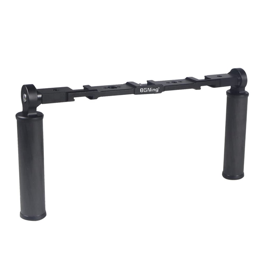 BGNing Metal Cage Camera Hand Grip Dual Handheld Stabilizer Rig Pro Smartphone Video Compatible with Gopro11 10 /Insta360 x3 Action Camera with Cold Shoe 1/4 3/8 Arri Hole Vlog (Hand Grip Only)