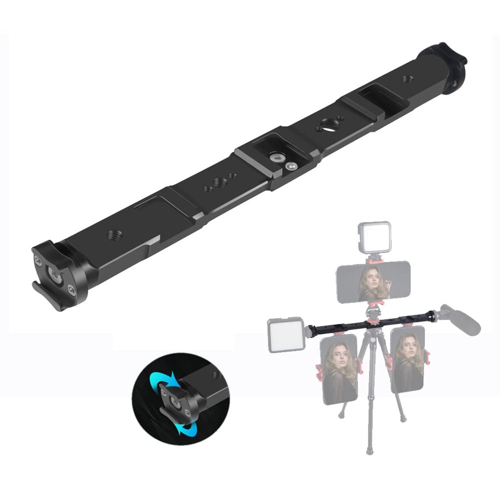 FEICHAO 360 Rotatable Extension Bracket Cold Shoe Mount Adapter 1/4 3/8 Locating Holes Non Slip for SLR Camera Phone Lights Recorder
