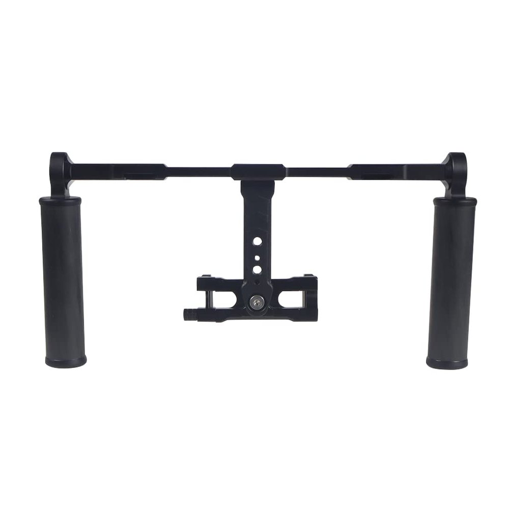FEICHAO 360 Dual Handheld Grip Holder Gimbal Handle Stabilizer Rig 1/4 3/8 Positioning Hole Compatible with GoPro11 Insta360 DSLR Camera (Handheld Holder+Phone Clip)
