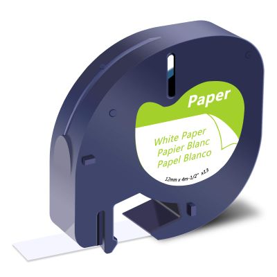 USUPERINK 40 Pack Compatible for Dymo LetraTag Refills 91330 91220 91200 59421 S0721510 White Paper Label Tape 1/2'' 12mm x 4m for Letra Tag LT100H LT100T QX50 Label Maker Black on White Tape