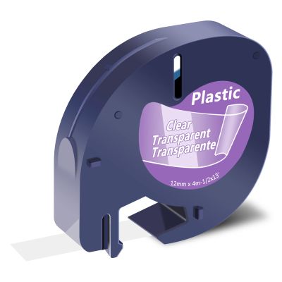 USUPERINK Compatible for Dymo LetraTag Refills 16952 12267 16951 12268 S0721530 Clear Plastic Label Tape 1/2'' 12mm x 4m for Letra Tag LT100H LT100T QX50 Label Maker Black on Clear Tape