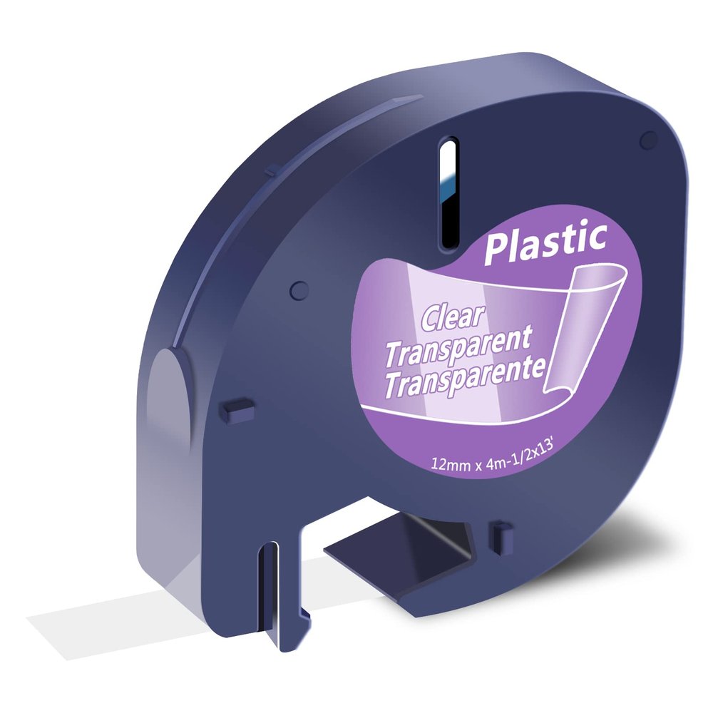 USUPERINK Compatible for Dymo LetraTag Refills 16952 12267 16951 12268 S0721530 Clear Plastic Label Tape 1/2'' 12mm x 4m for Letra Tag LT100H LT100T QX50 Label Maker Black on Clear Tape