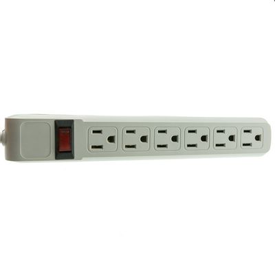 Cable Central LLC (5 Pack) Surge Protector, Flat Rotating Plug, 6 Outlet, Gray Horizontal Outlets, Plastic, Power Cord 15 Feet
