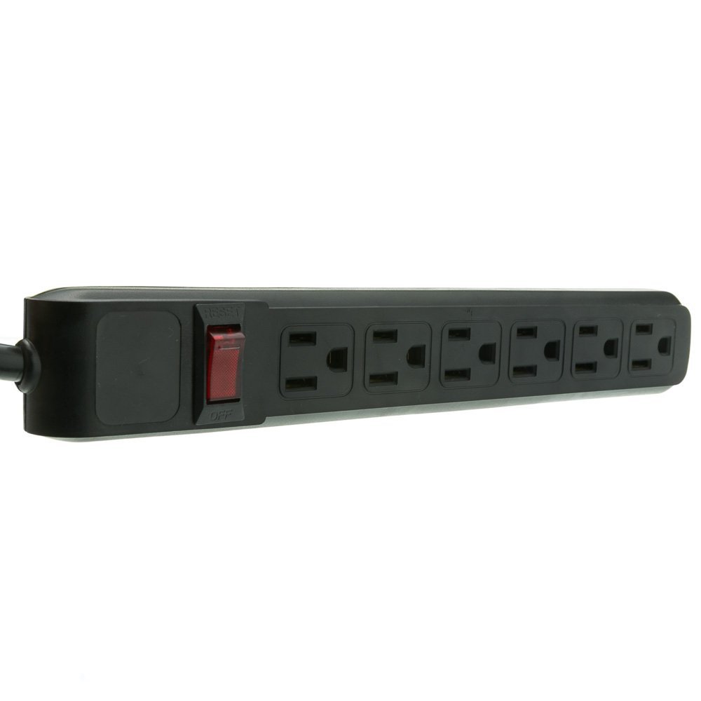 Cable Central LLC (10 Pack) Surge Protector, Flat Rotating Plug, 6 Outlet, Black Horizontal Outlets, Plastic, Power Cord 6 Feet
