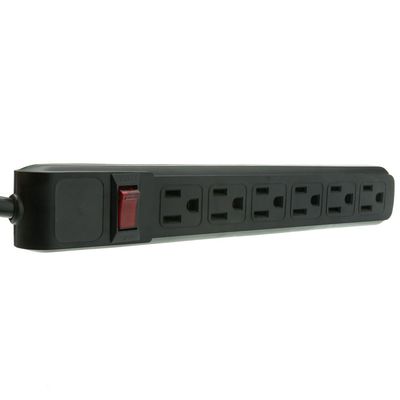 Cable Central LLC (5 Pack) Surge Protector, Flat Rotating Plug, 6 Outlet, Black Horizontal Outlets, Plastic, Power Cord 15 Feet