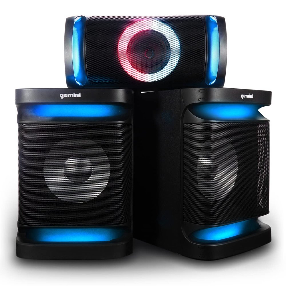 Gemini Home Speaker Stereo System with Dual 12" Subwoofers, Bluetooth, LED