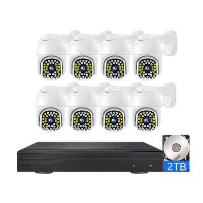 8CH 3MP POE Security Camera Kit with 2-Way Audio, 1296P Cameras System with PTZ Rotation, Color Night Vision, Motion Detection, IP66 Weatherproof, with 2T Hard Drive