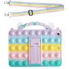 Soft Silicone Rainbow Unicorn Pattern Tablet Case with Handle with Lanyard with Fold Stand Shockproof Cover Case for iPad Air 5 2022 10.9" view 1