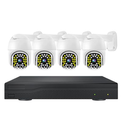 3MP PTZ Rotation Security Camera Kit with 2-Way Audio, 1296P POE Cameras System with Color Night Vision, Motion Detection, IP66 Weatherproof, for Indoor and Outdoor (4CH)