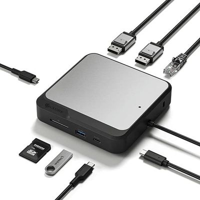 ALOGIC 7-in-1 Dual 4K Display Universal Compact Docking Station, 2X DisplayPort, USB-A, USB-C, 100W PD, Gigabit Ethernet, SD Card Reader, USB-C Power Input, for Windows/MacOS/ChromeOS Computers.